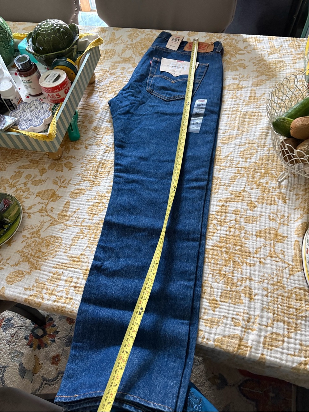 Levi's 501 Straight Men's Jeans - Dark Blue Denim - Picture 4 of 11